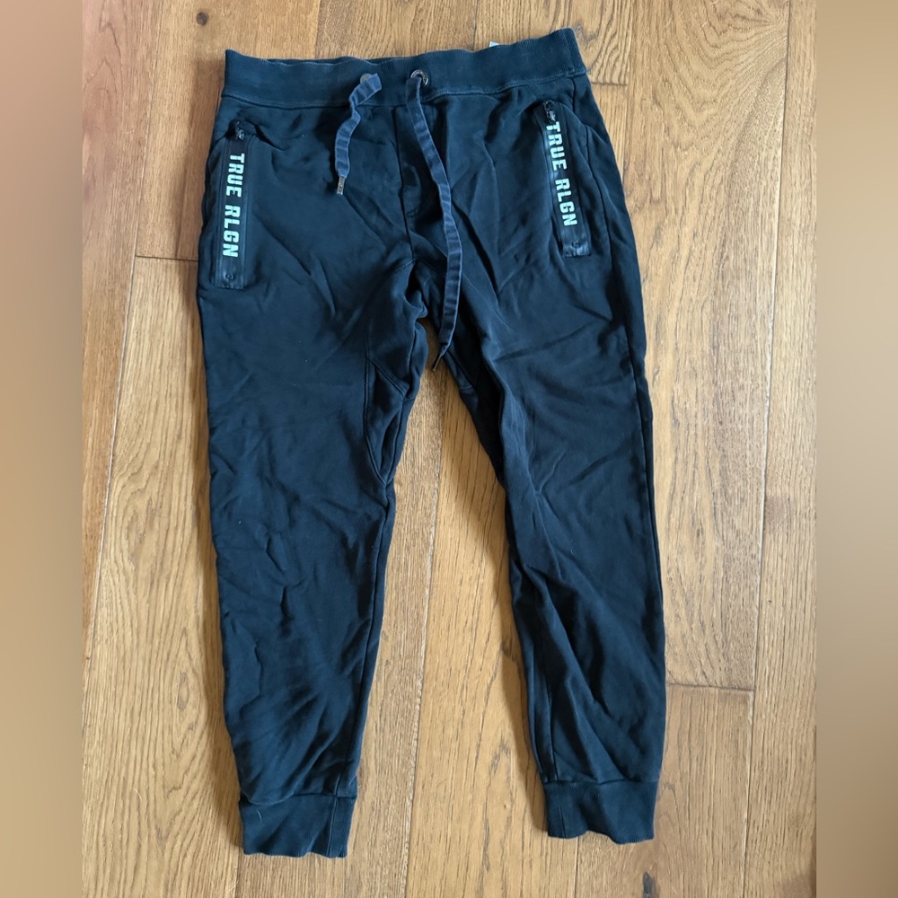 True Religion Black Sweatpants with Tapered Fit